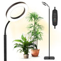 Vekstlys til indendørs planter Fuldt Spektrum, Plante vekstlys, 20W LED gulvplantevækstlampe med højdejusterbar stativ, Afbryder timer 3/9/12H, 10 dæmpbare lysstyrker til små og store planter, Rund
