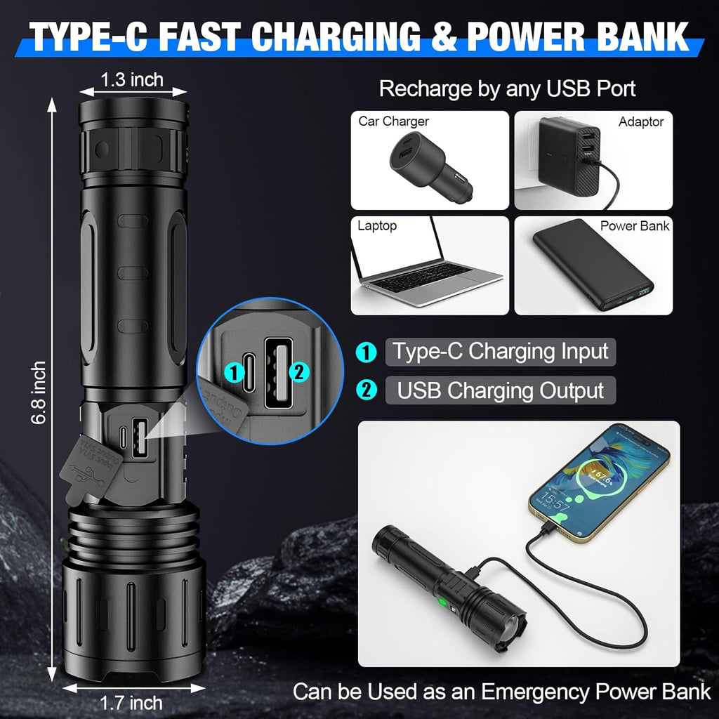 LumenForge 100000 Lumen Taktisk Lommelygte Med 5000mAh Batteri