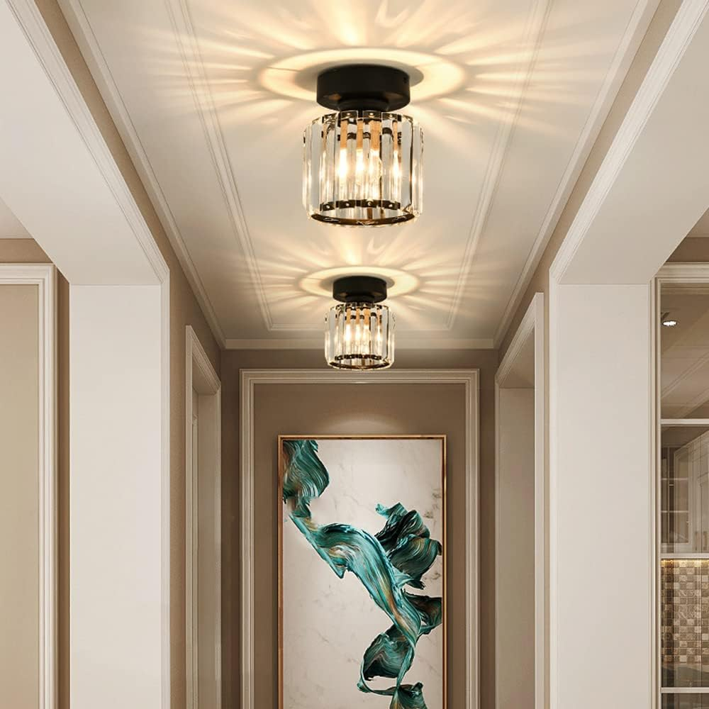 Krystalglas Loftlampe – Messingbeslag & Kompakt Design