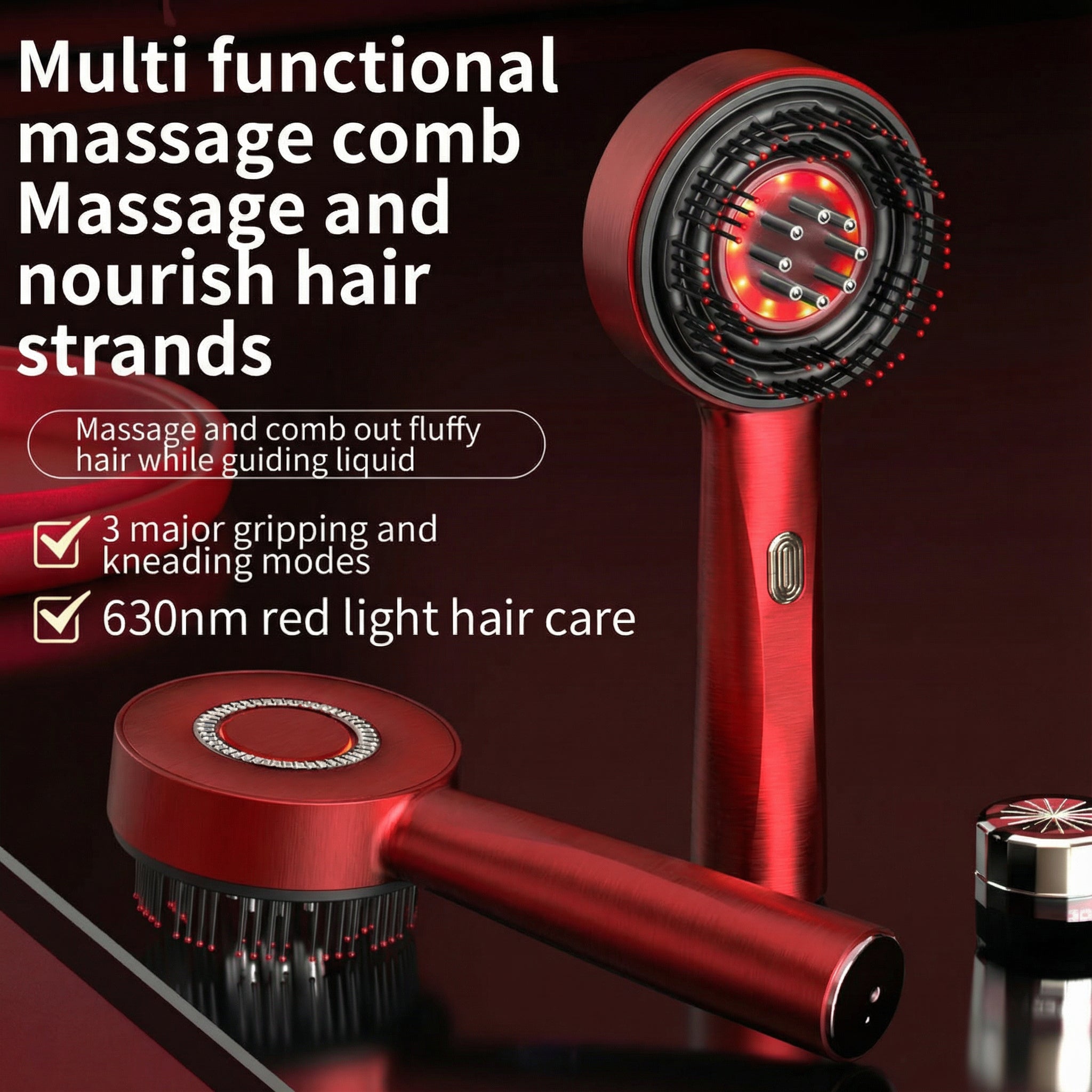 Elektrisk Massagekam – Vibration, Rødt lys & Ergonomisk Design