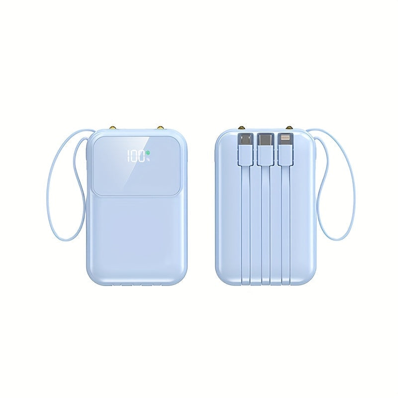 Ultimate Portable Power Bank 10000mAh - Hurtigopladning med indbyggede kabler
