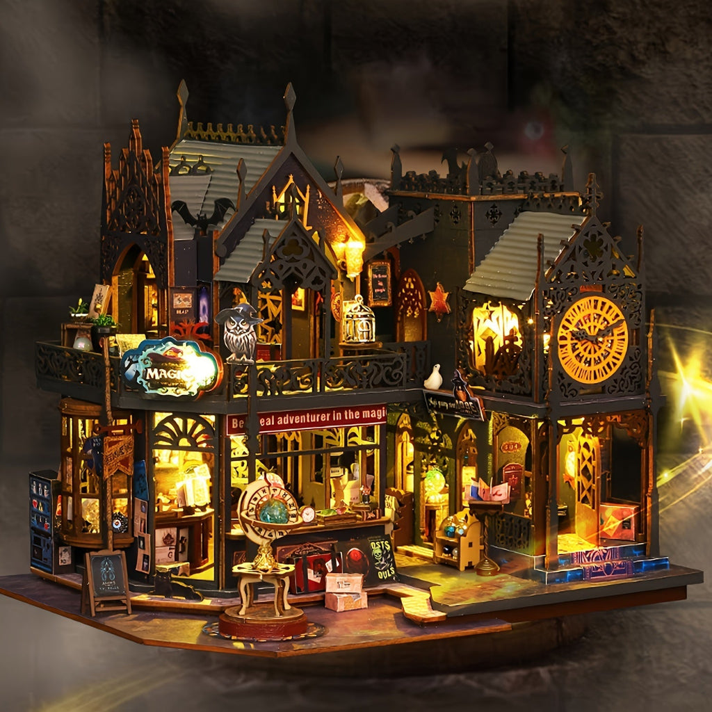 Fortryllende Boghus – 3D Træpuzzle med Magisk Belysning