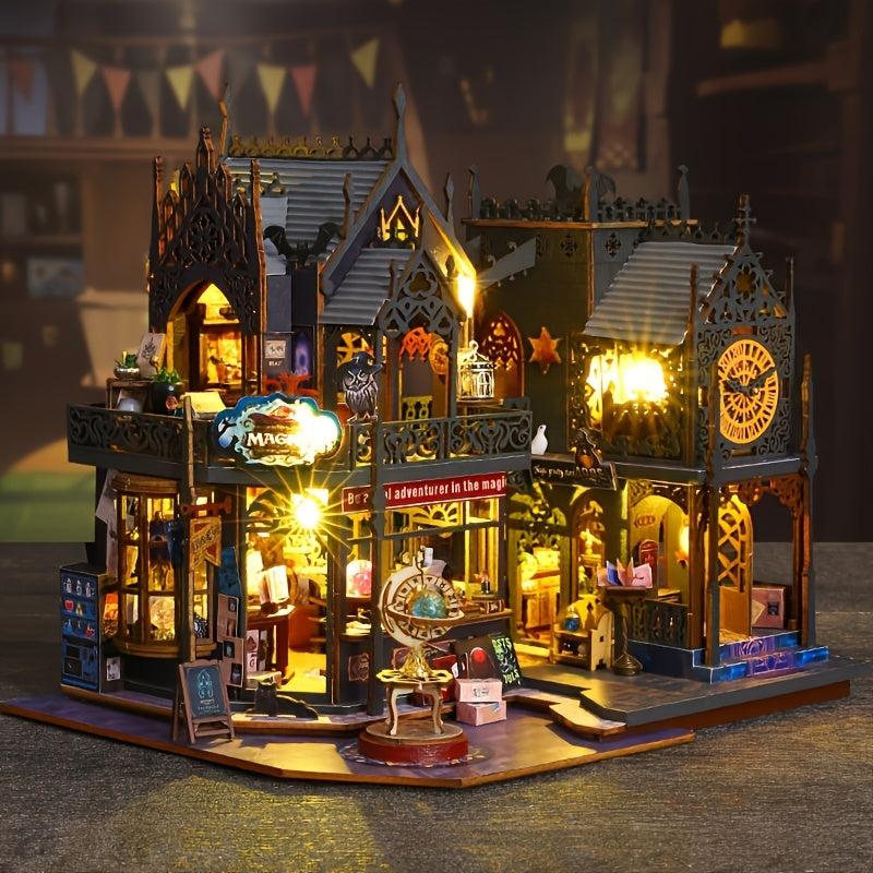 Fortryllende Boghus – 3D Træpuzzle med Magisk Belysning