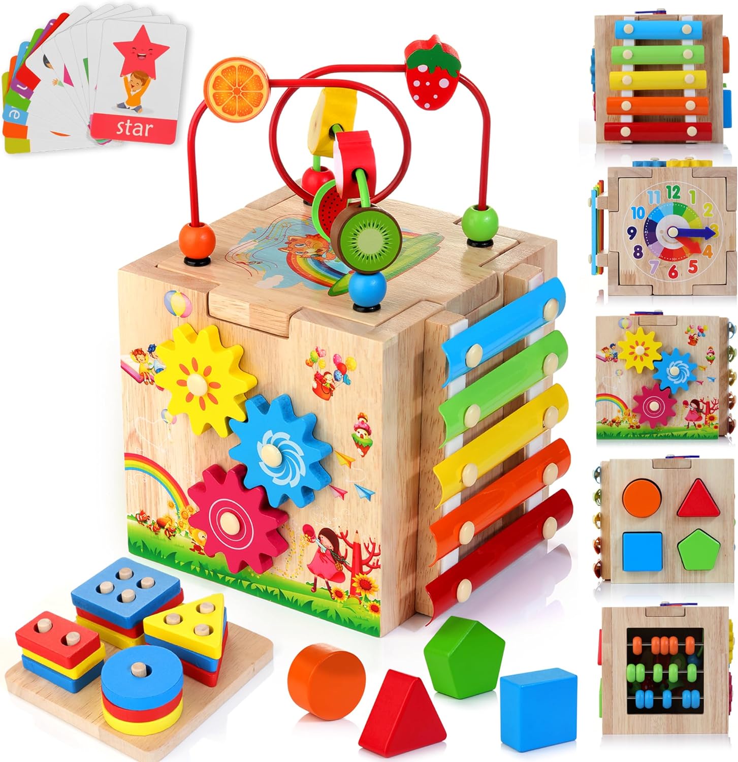 EduCube 8-i-1 Montessori Læringslegetøj | 8 Aktiviteter | 18+mnd