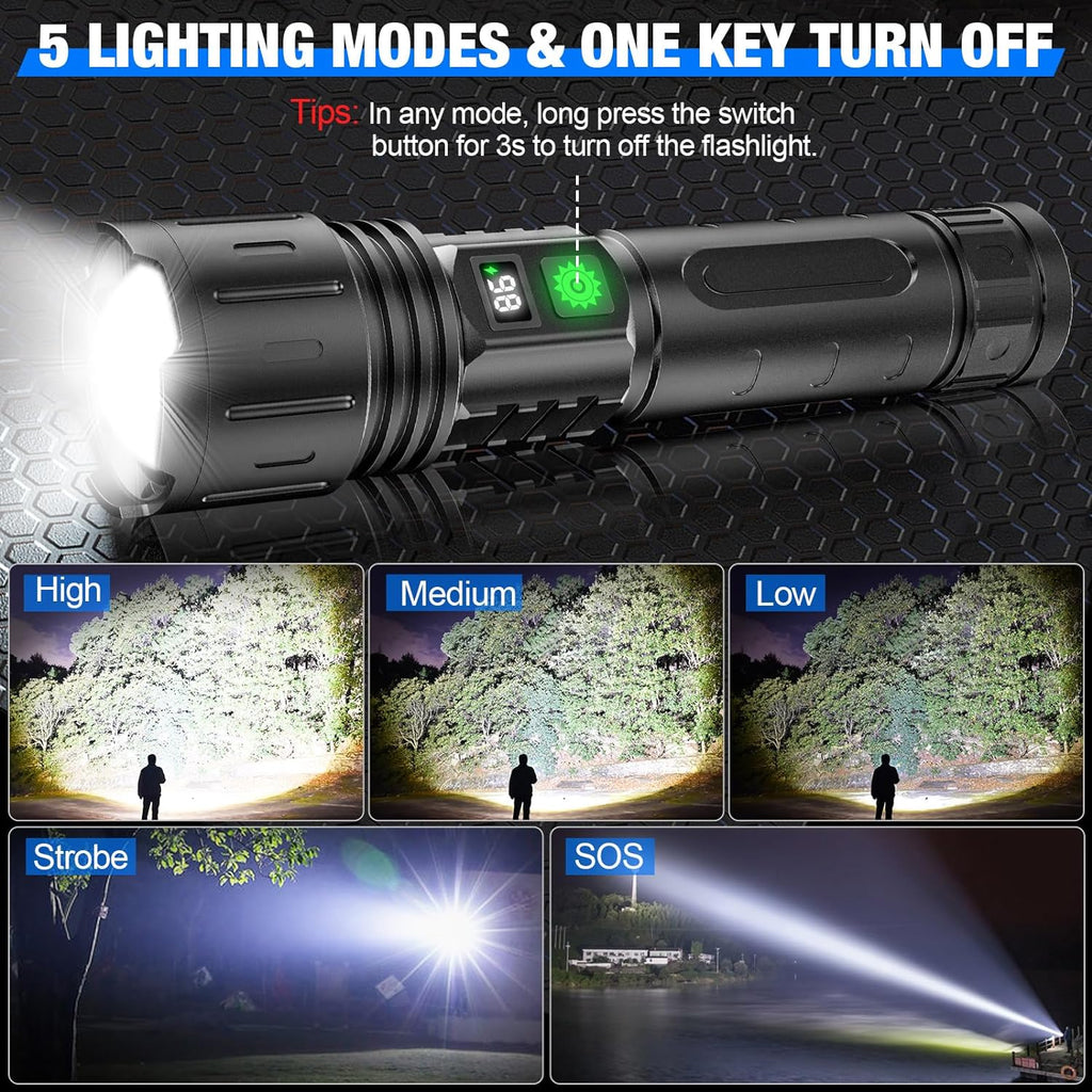 LumenForge 100000 Lumen Taktisk Lommelygte Med 5000mAh Batteri