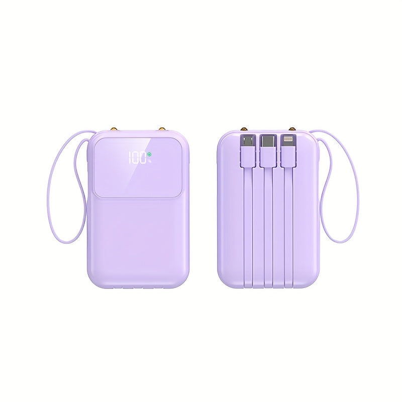 Ultimate Portable Power Bank 10000mAh - Hurtigopladning med indbyggede kabler