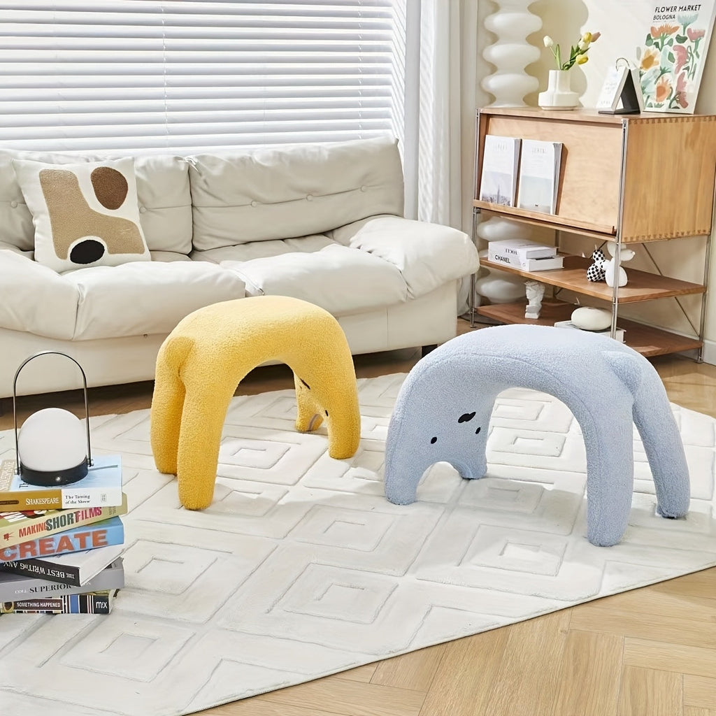 Katteformet Plush Pouf – Behagelig og Funktionel Design