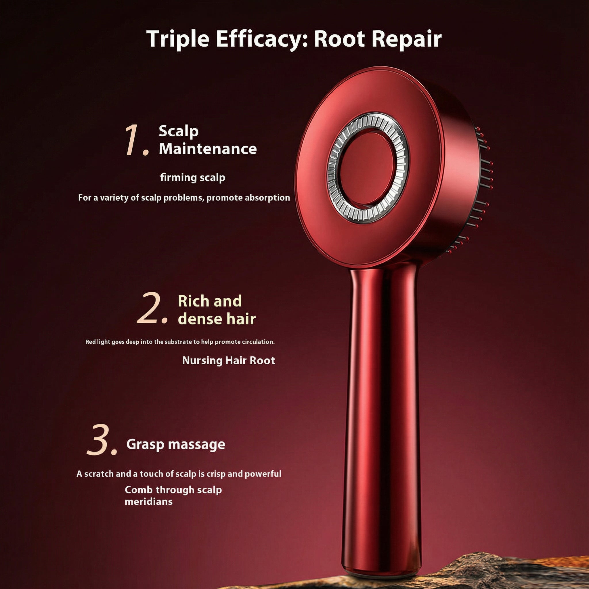 Elektrisk Massagekam – Vibration, Rødt lys & Ergonomisk Design