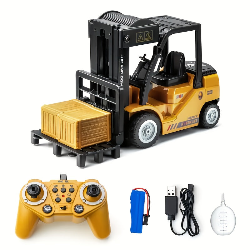 Heavy Duty Fjernstyret Gaffeltruck – 1:24 Skala med Lygter & Trailer