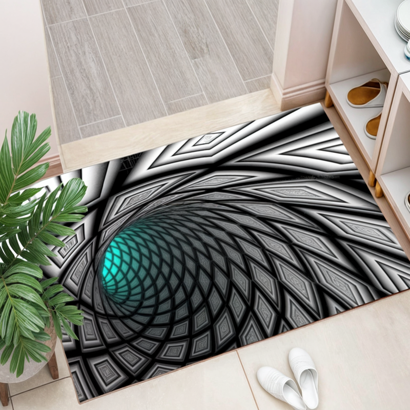 3D Optisk Illusions Dørmåtte med Geometrisk Skakbrætmønster til Entré