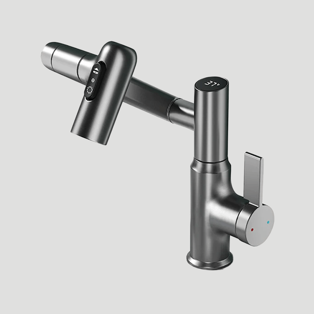 Svingbar Køkkenarmatur med LED Temperaturdisplay og 360-Grad Spout – Moderne Komfort til Køkkenet