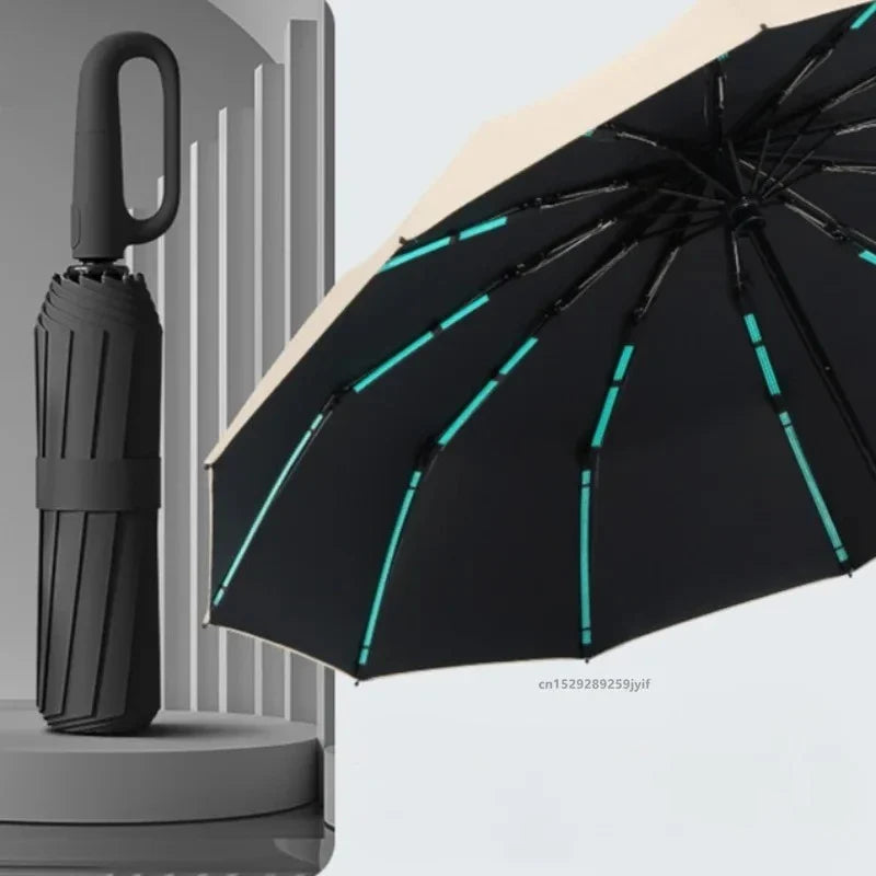 Automatisk paraply med UV-beskyttelse til herrer og damer, stabil og bærbar, 105 cm / 125 cm