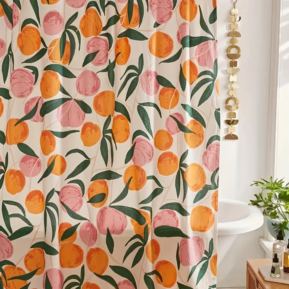 Blomster Bruseforhæng med Botanisk Mønster – Frisk og Stilfuld Badeværelseslook