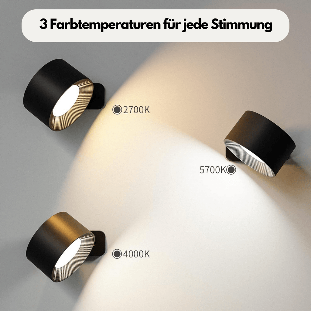 Trådløs Væglampe – 360° Justerbar og Genopladelig LED-belysning (USB)