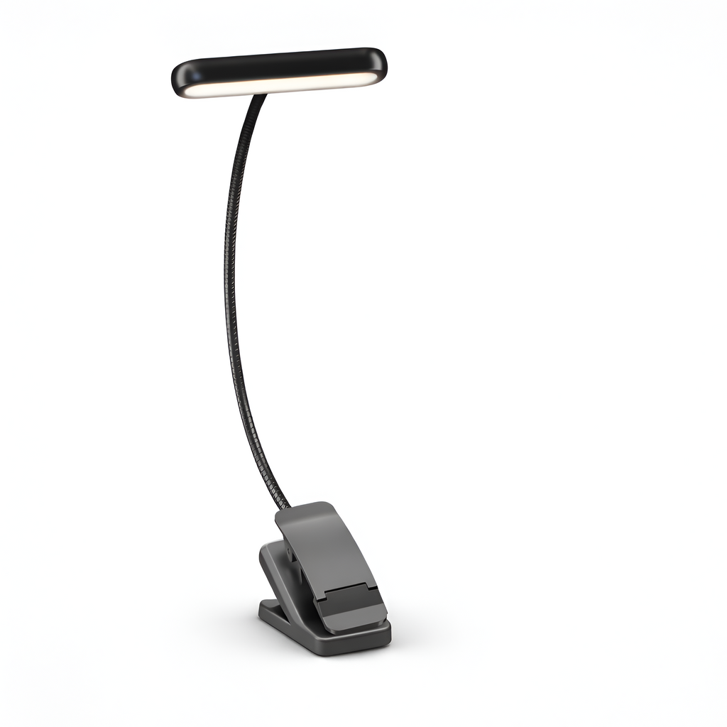 Virelia - USB Genopladelig Klemme Læselampe med 3 Lysindstillinger