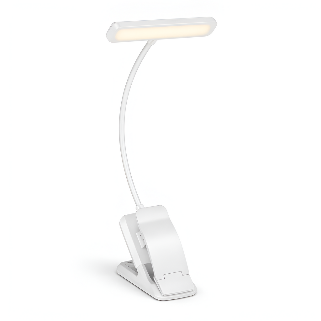 Virelia - USB Genopladelig Klemme Læselampe med 3 Lysindstillinger