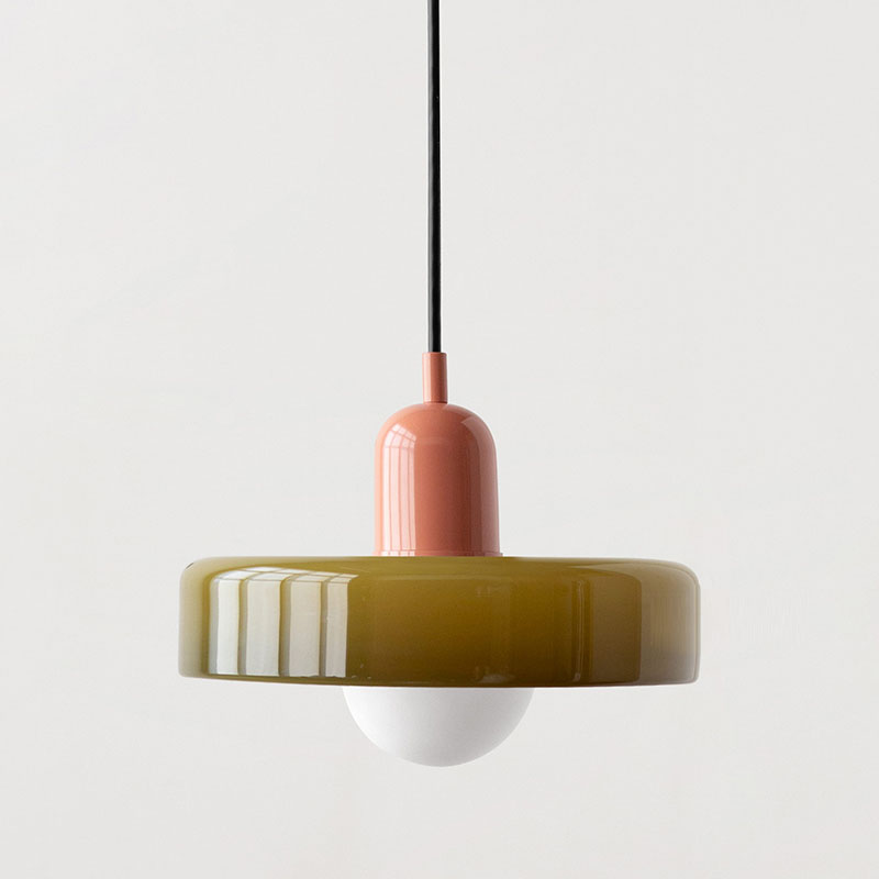 Liora Bauhaus Farvet Glas Pendelampe med Justerbar Højde | Petprovac