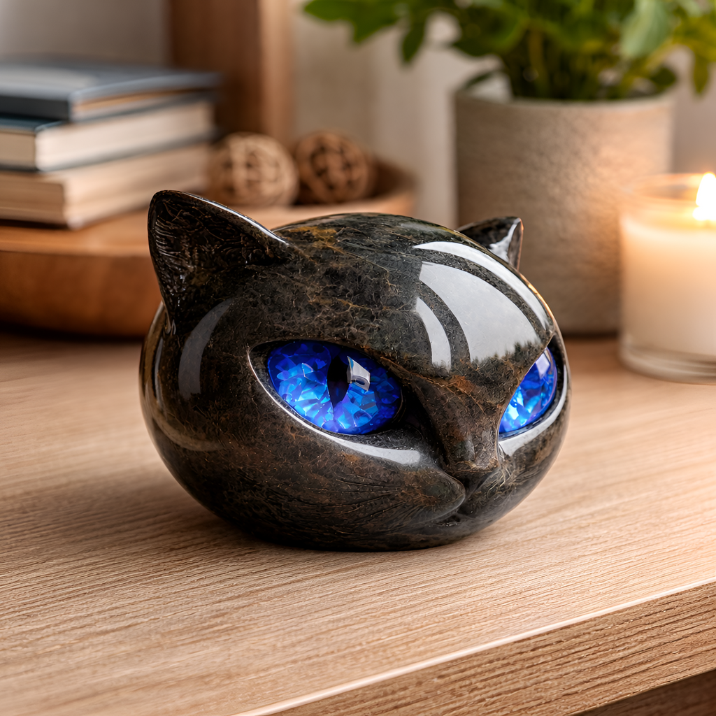Edris - Sort Kat Figur i Resin Dekorativ Skulptur