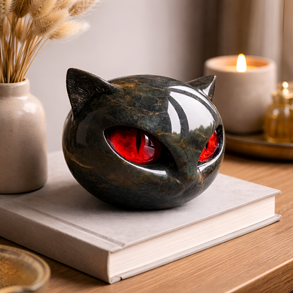 Edris - Sort Kat Figur i Resin Dekorativ Skulptur