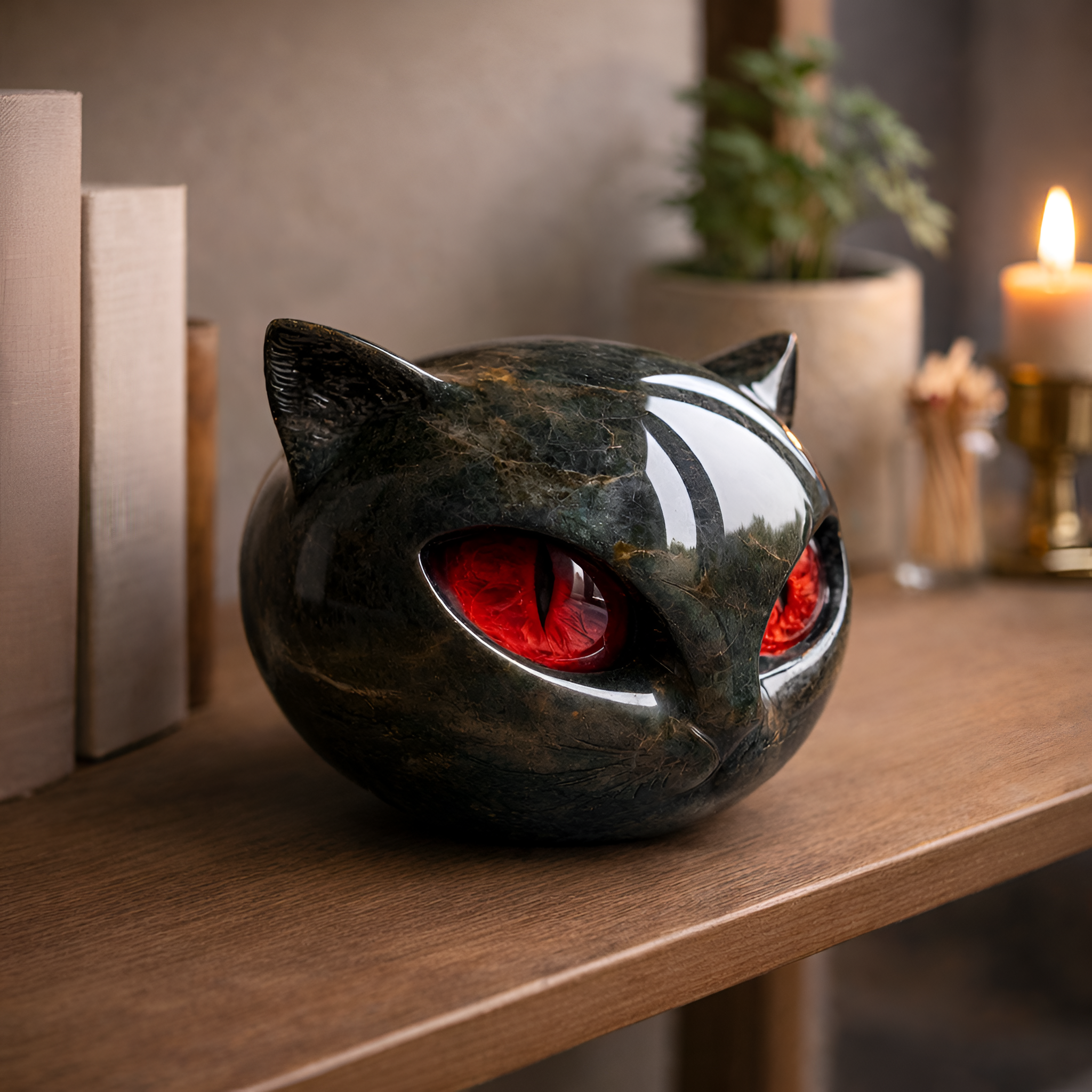 Edris - Sort Kat Figur i Resin Dekorativ Skulptur