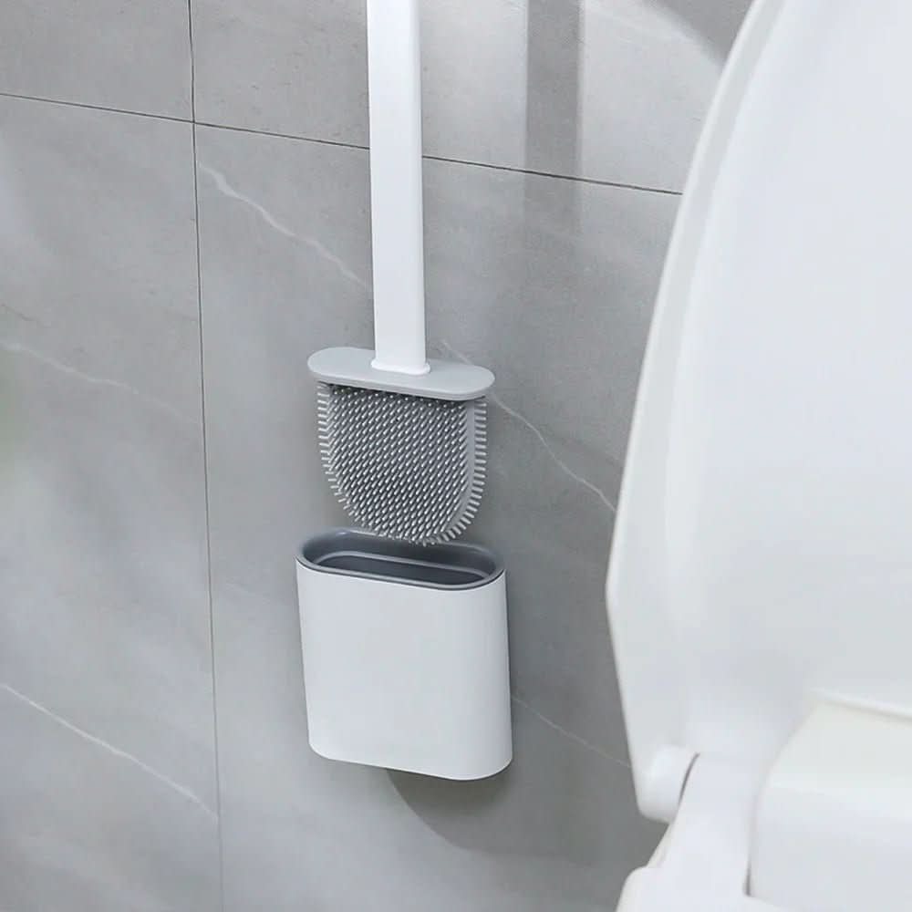Hygiejnisk Silikone Toiletbørste med Vægholder