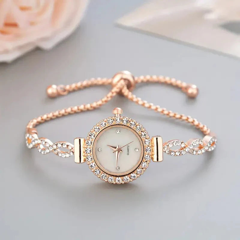 Elegant Dame Armbåndsur – Krystal Detaljer og Tidøs Luksus