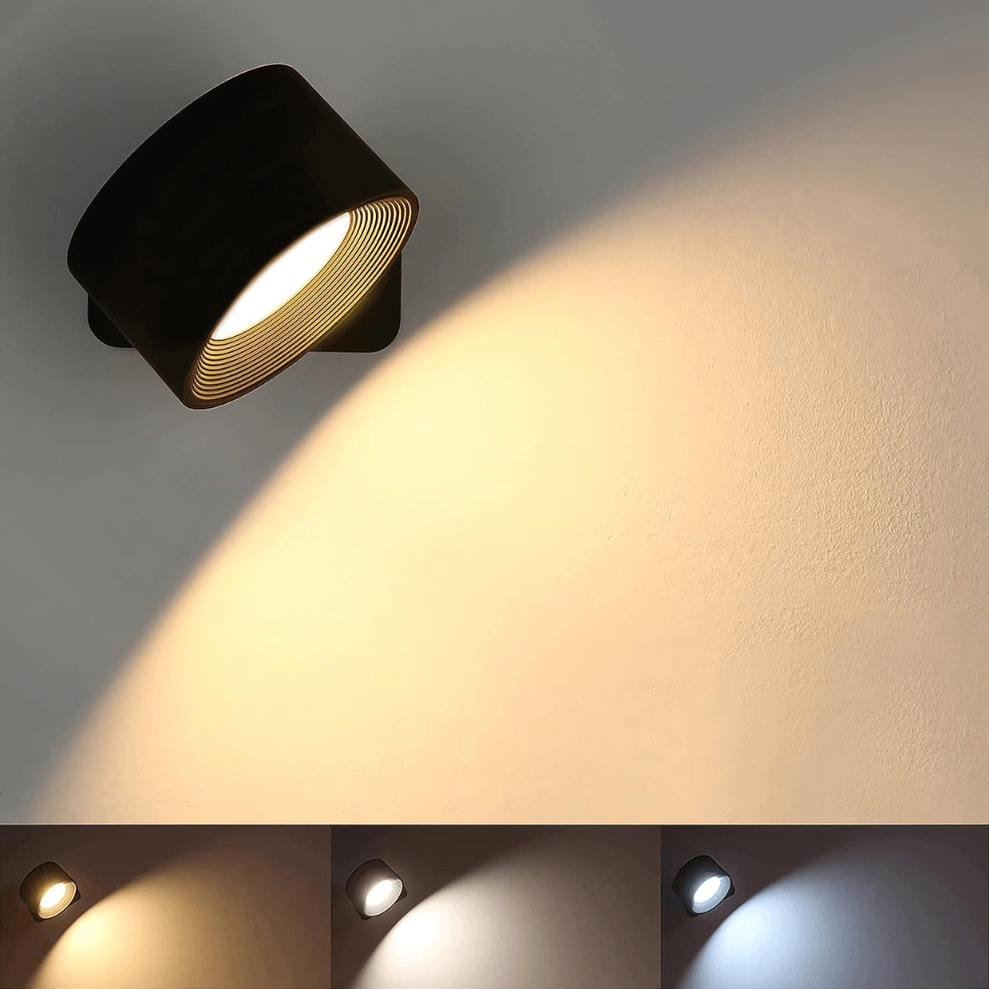 Trådløs Væglampe – 360° Justerbar og Genopladelig LED-belysning (USB)