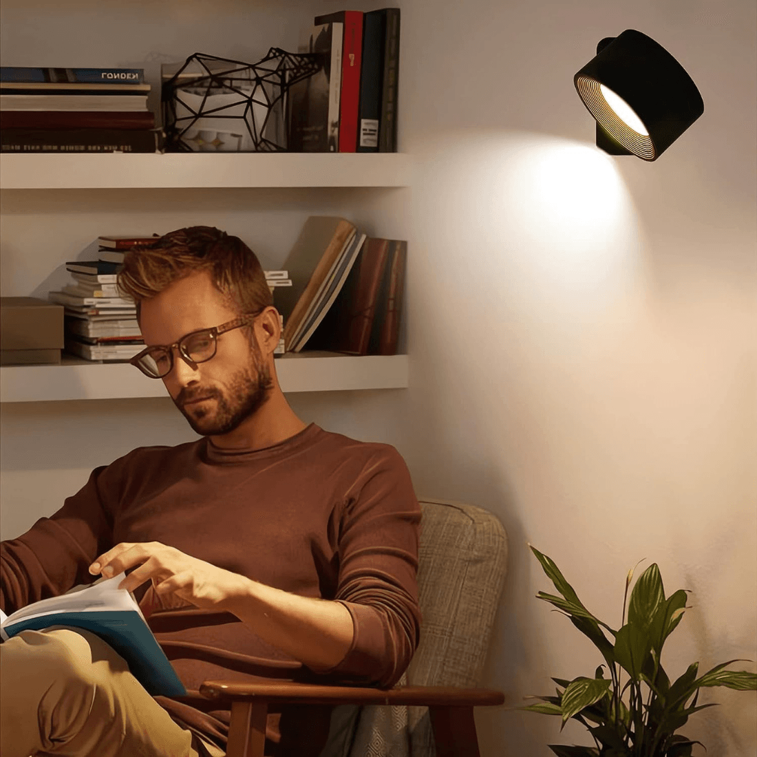 Trådløs Væglampe – 360° Justerbar og Genopladelig LED-belysning (USB)