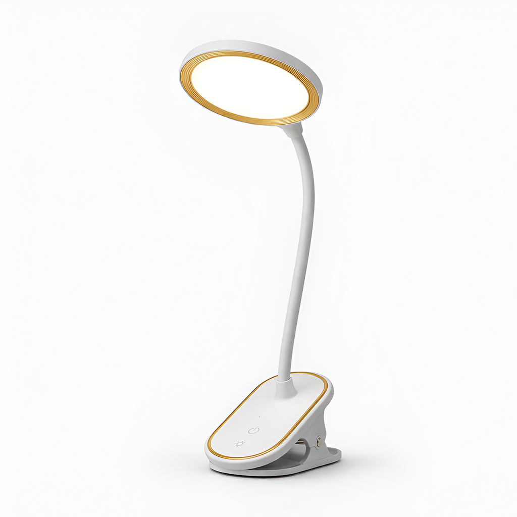 Zephiel - USB Genopladelig Bordlampe med Klemme og Touch Dæmpning