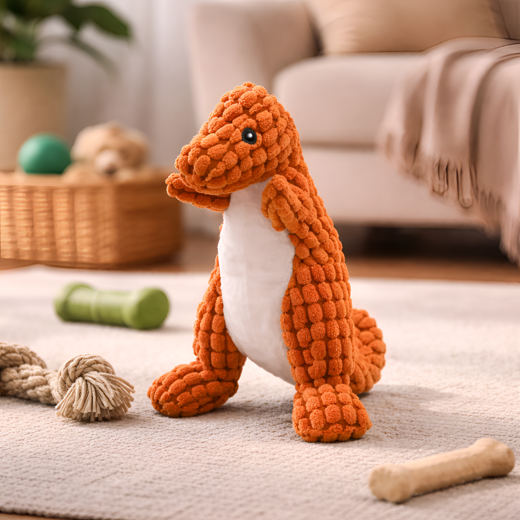 Lars - Plys Dinosaur Hundelegetøj til Små og Mellemstore Hunde