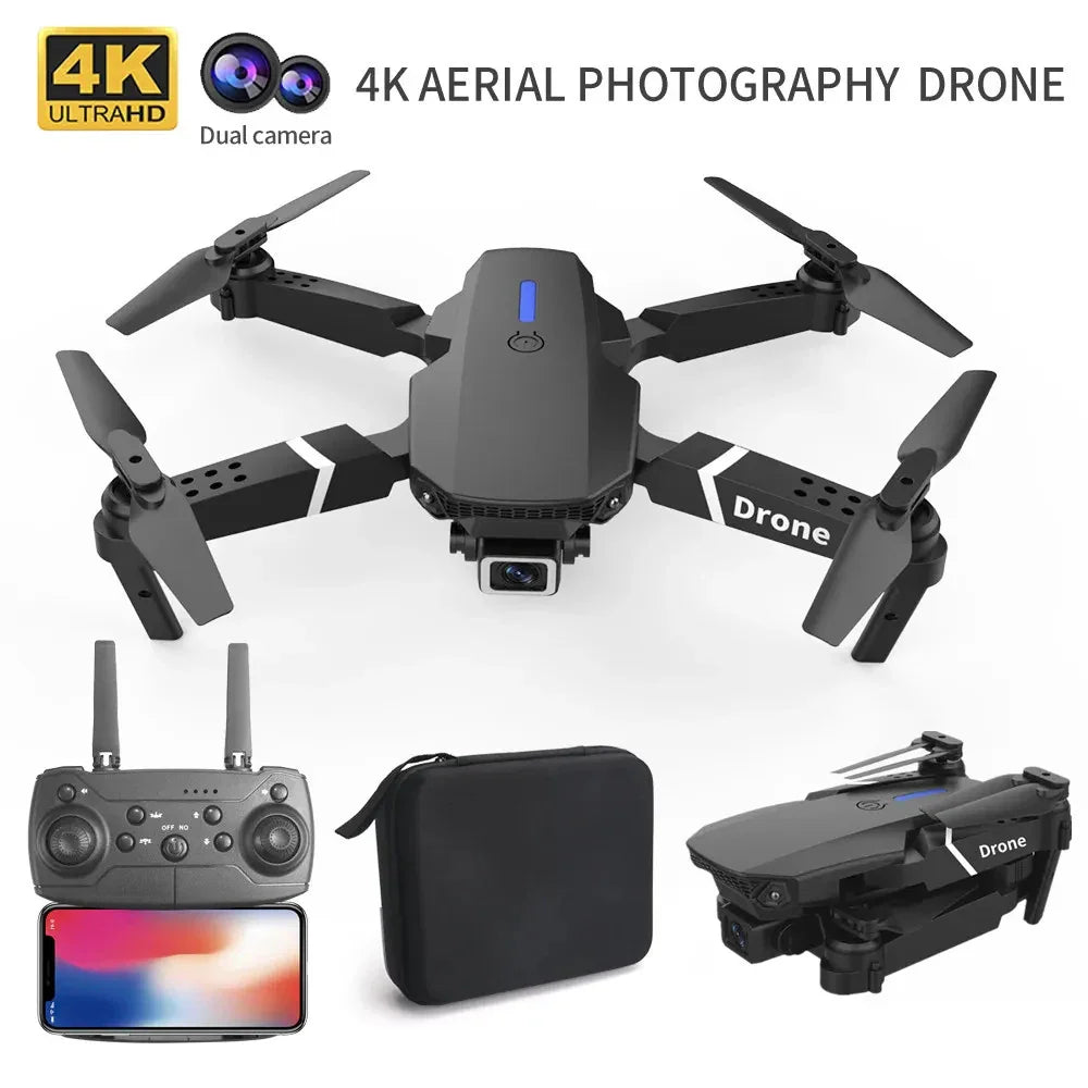 AeroFlex – E88 Drone 4K Kamera, WiFi FPV, foldbar & stabil flyvning
