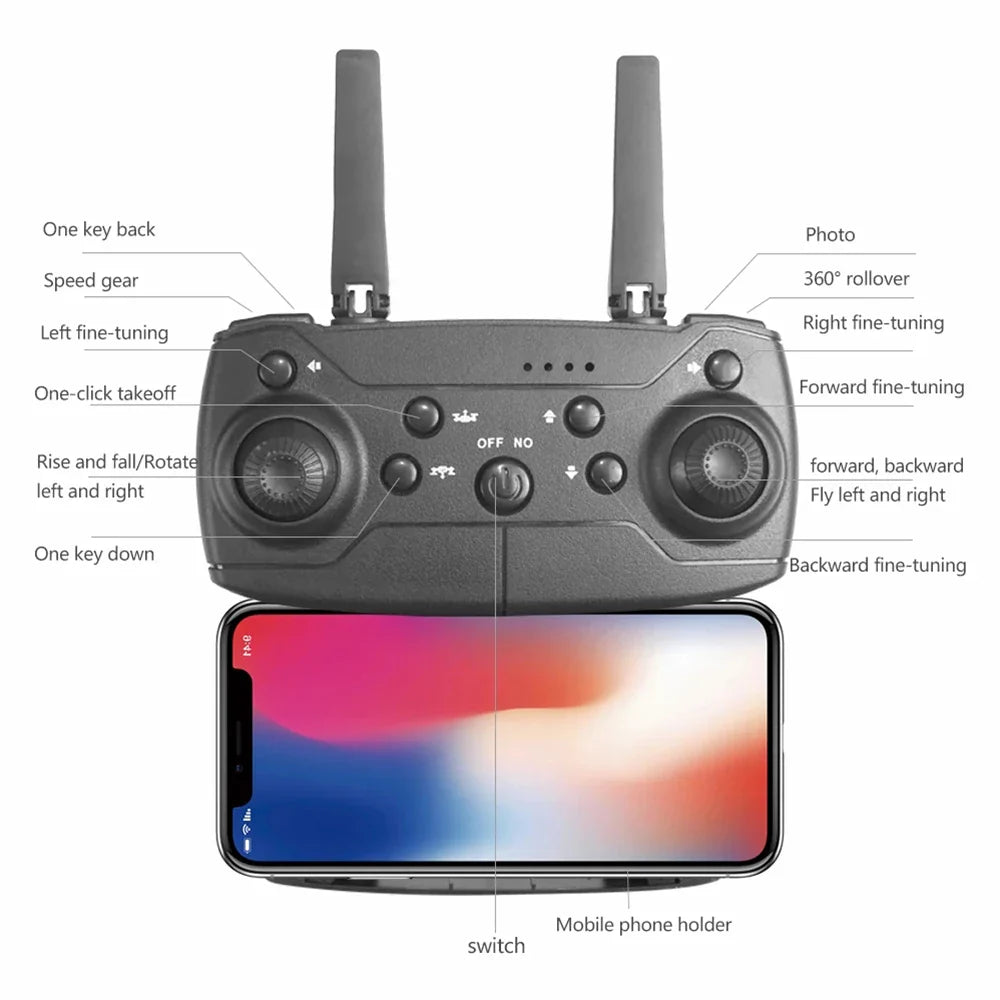 AeroFlex – E88 Drone 4K Kamera, WiFi FPV, foldbar & stabil flyvning