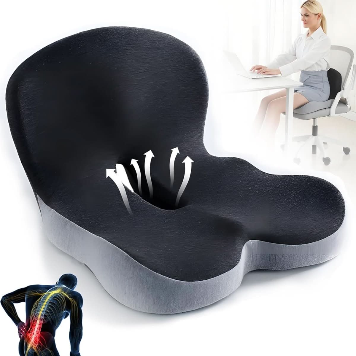 Ergonomisk Memory Skum Sædehynde til Kontor og Bil – Komfortabel Siddeoplevelse