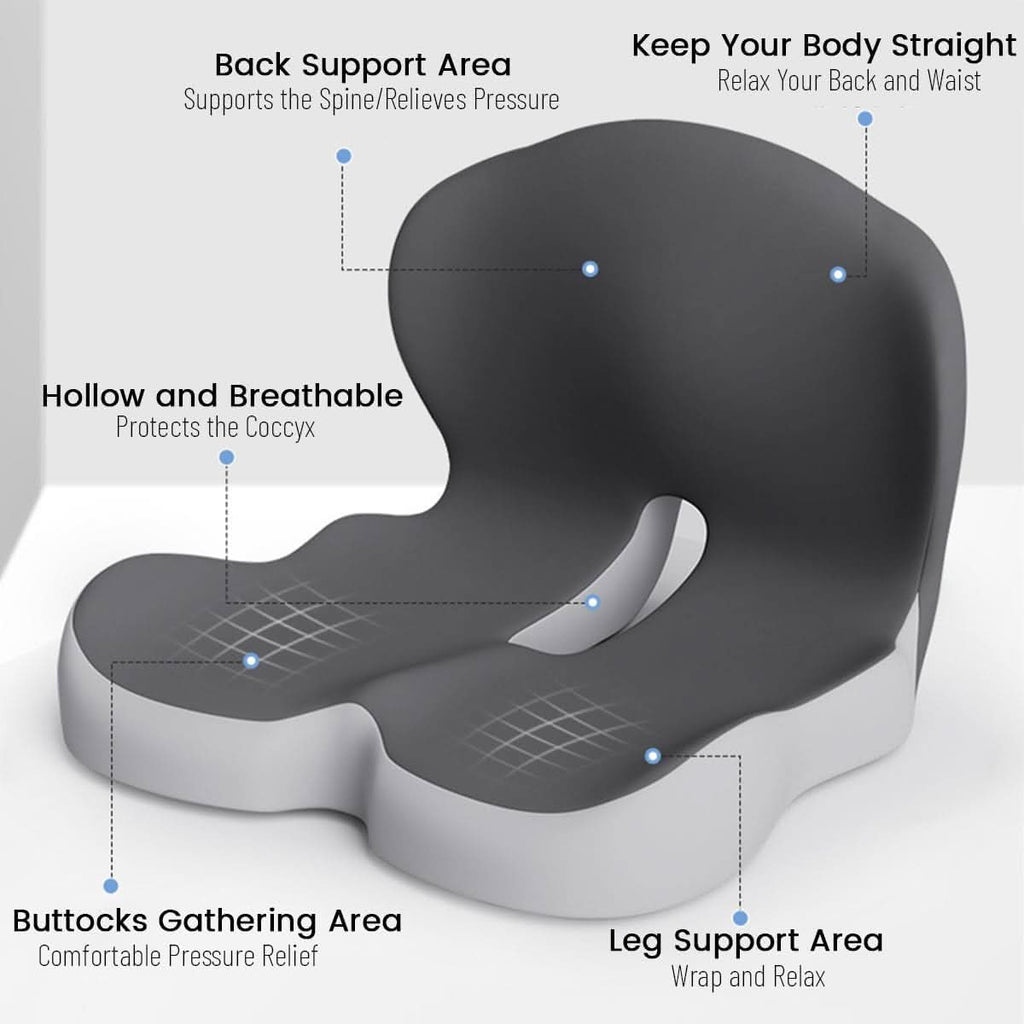 Sædehynde – Ergonomisk form med åndbart memory-skum & skridsikker underside
