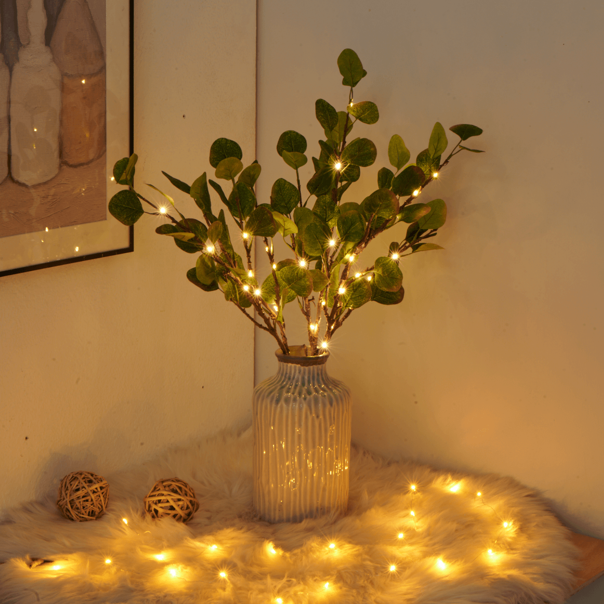 OliveAura - LED lampe med olivengren design og blød varm belysning