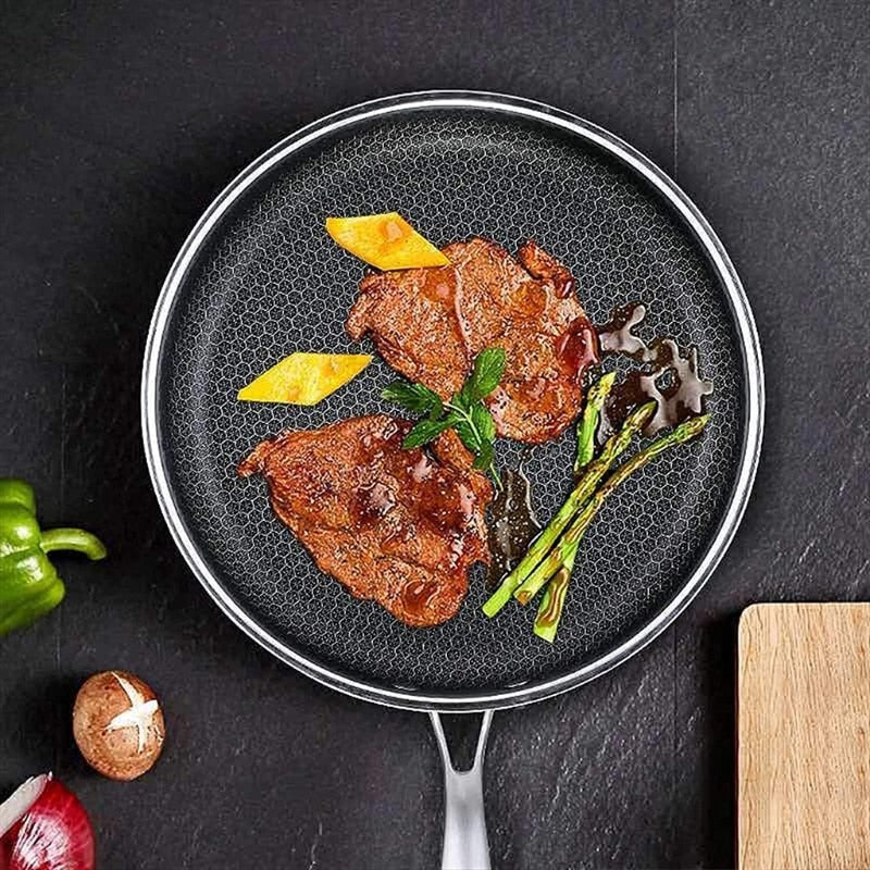Højkvalitets rustfrit stål stegepande med non-stick pixelteknologi – Perfekt til sund stegning