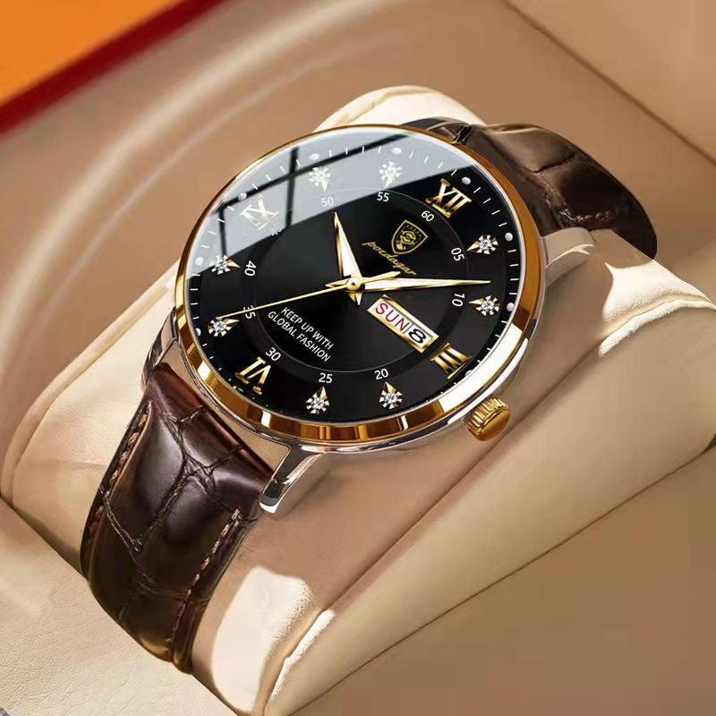Herres Vandtæt Luminous Armbåndsur – Klassisk Rustfrit Stål Design med Lys-i-Mørket Display