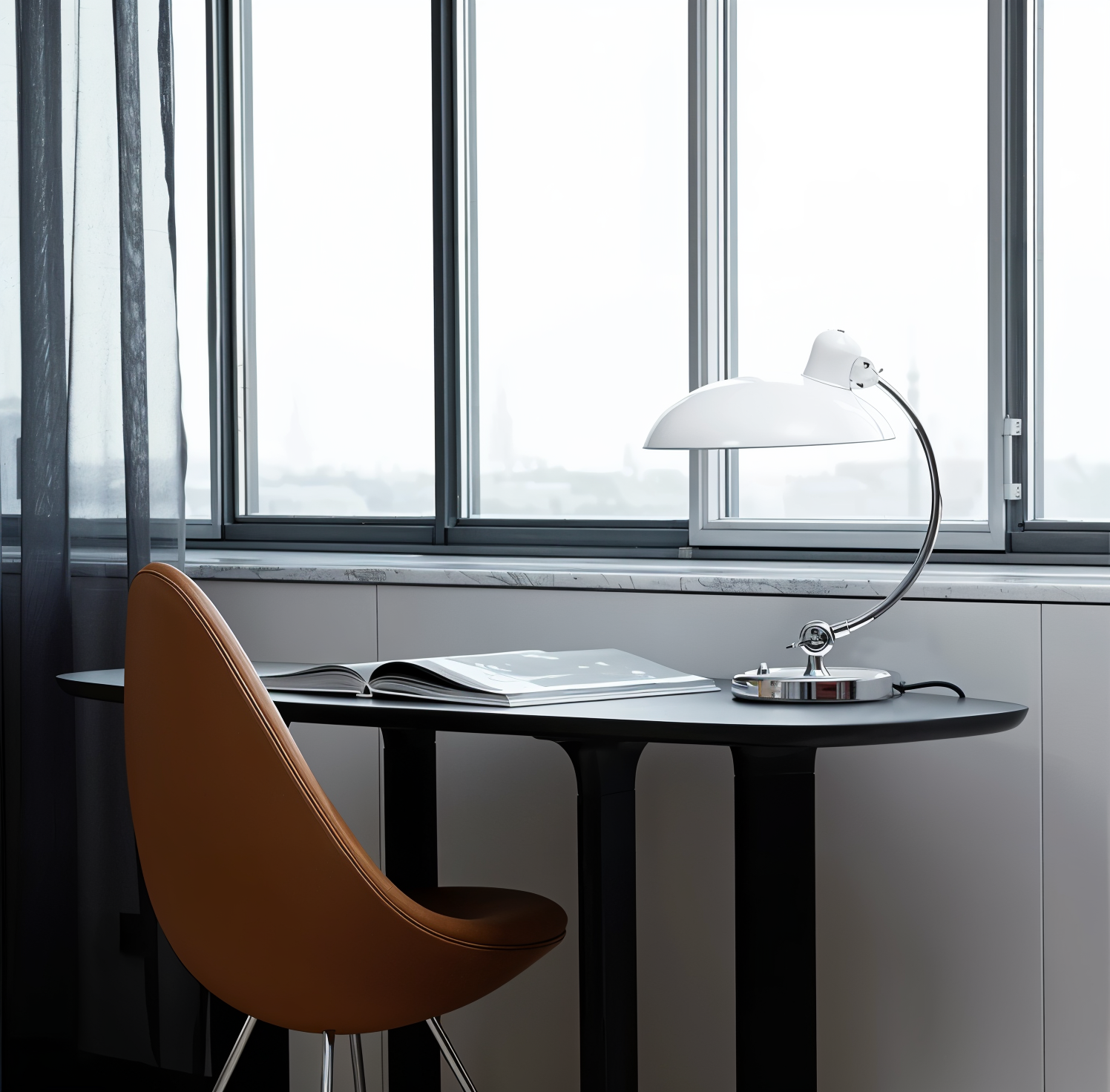 Bordlampe – Justerbar arm af jern & klassisk kuppelform til funktionel arbejdsbelysning