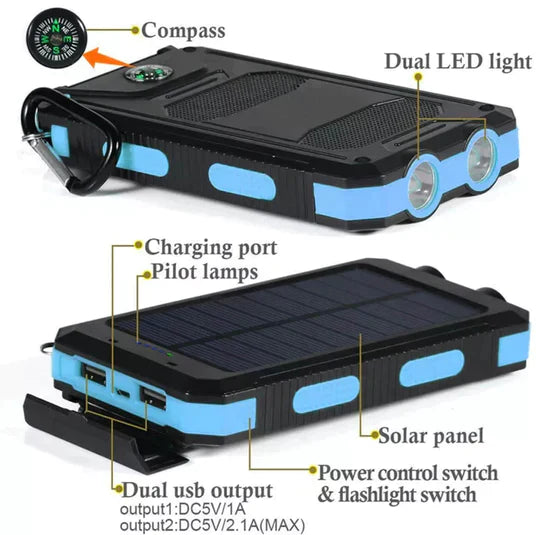 LyraCharge 30000mAh Solenergi Power Bank IP67 Vandtæt