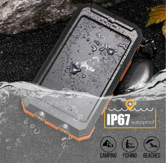 LyraCharge 30000mAh Solcelle Power Bank IP67 Vandtæt