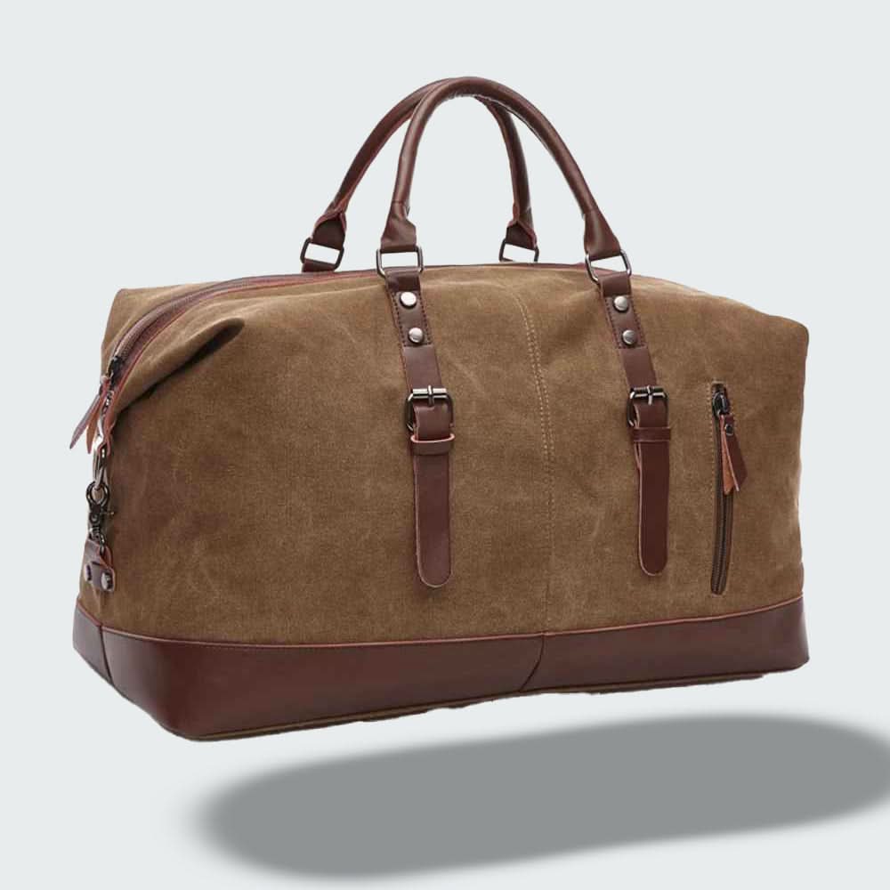 Rejse-Duffelbag i Vokset Canvas – Robust og Vandtæt med Lærdetaljer