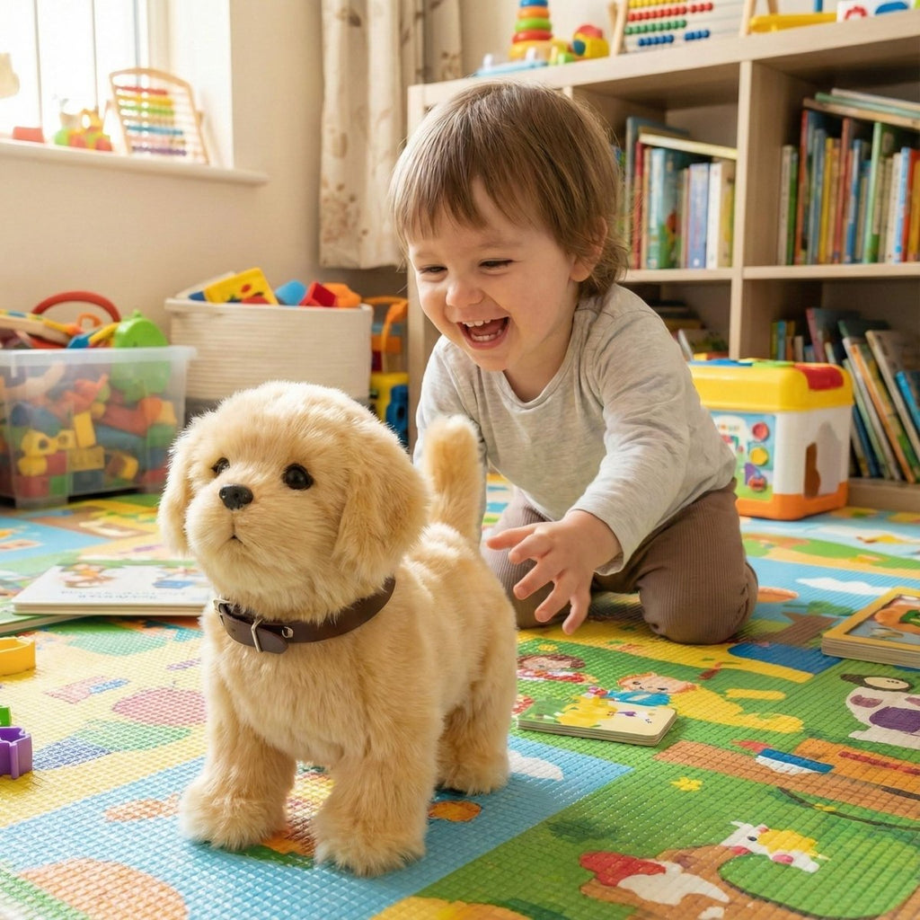 Interaktiv Robot Hund – Løbende Plushund med Lyde & Bevægefunktion