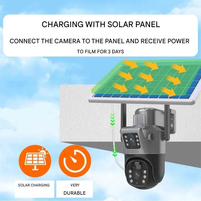 Trådløs 4K Sikkerhedskamera med Solpanel – 360 Grader og Smart Detektion