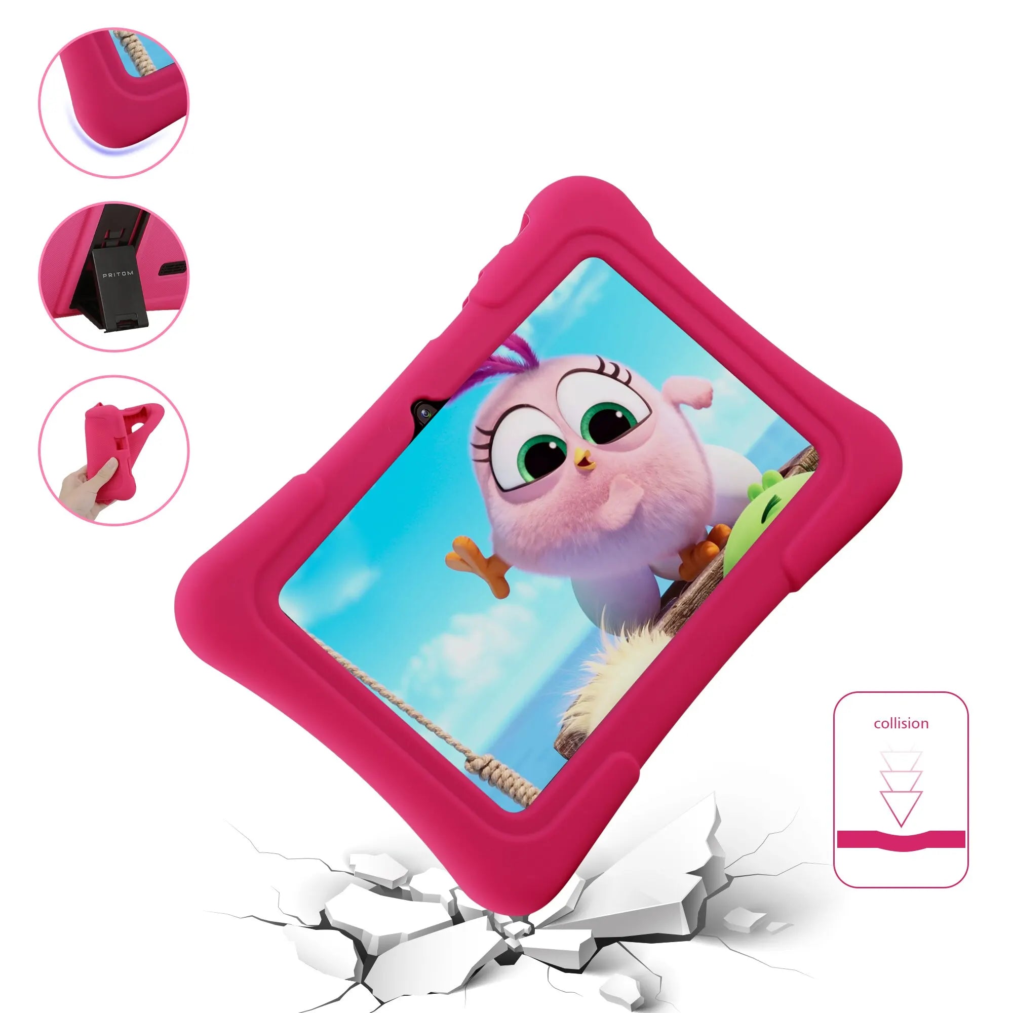 Pritom – Børne-Tablet 7 Tommer Android 10, 32GB Hukommelse med Læringssoftware