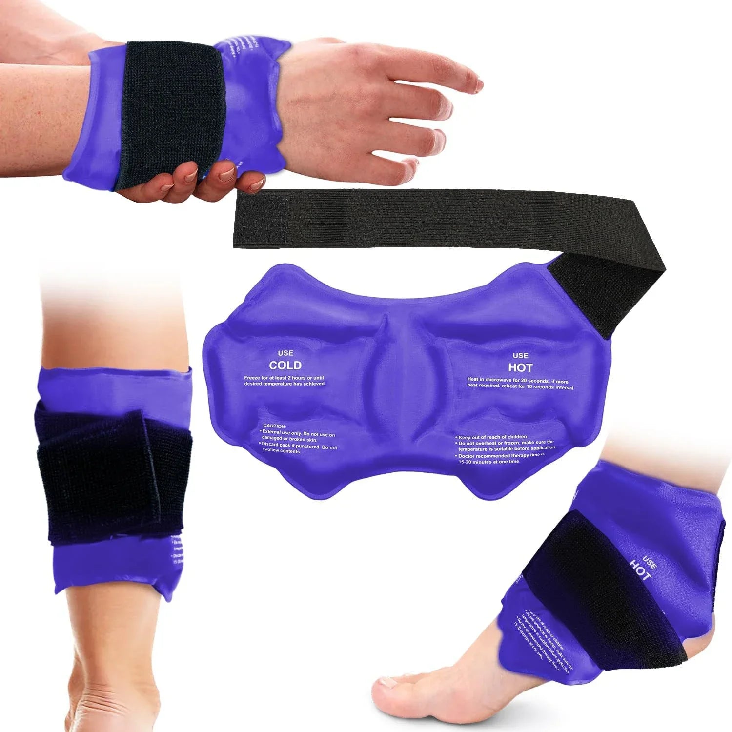 Ankelbandage med ispose – Genanvendelig kulde- & varmeterapi til smertelindring