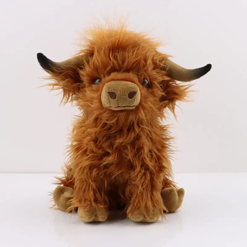 Highland Cuddle Cow | Blødt og Hyggeligt Krammedyr | Brun/Hvid