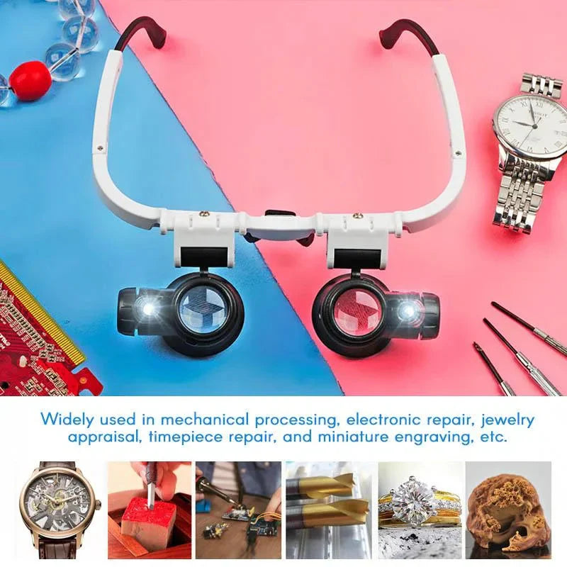 Jewelers LED Briller Med 8X 15X 23X Detaljevisning Håndfri