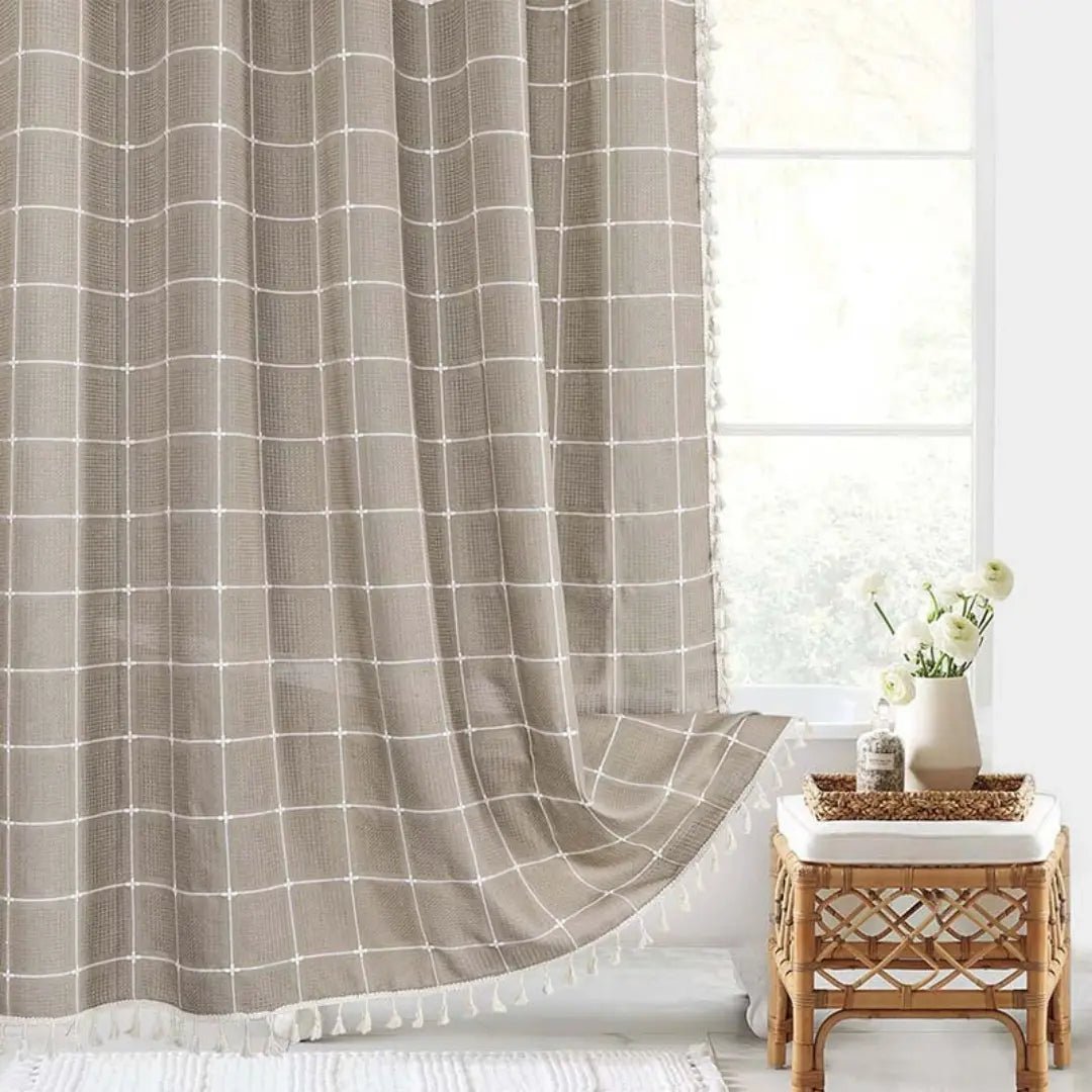 Linned Bruseforhæng Boho – Med Frynser & Jacquard Struktur