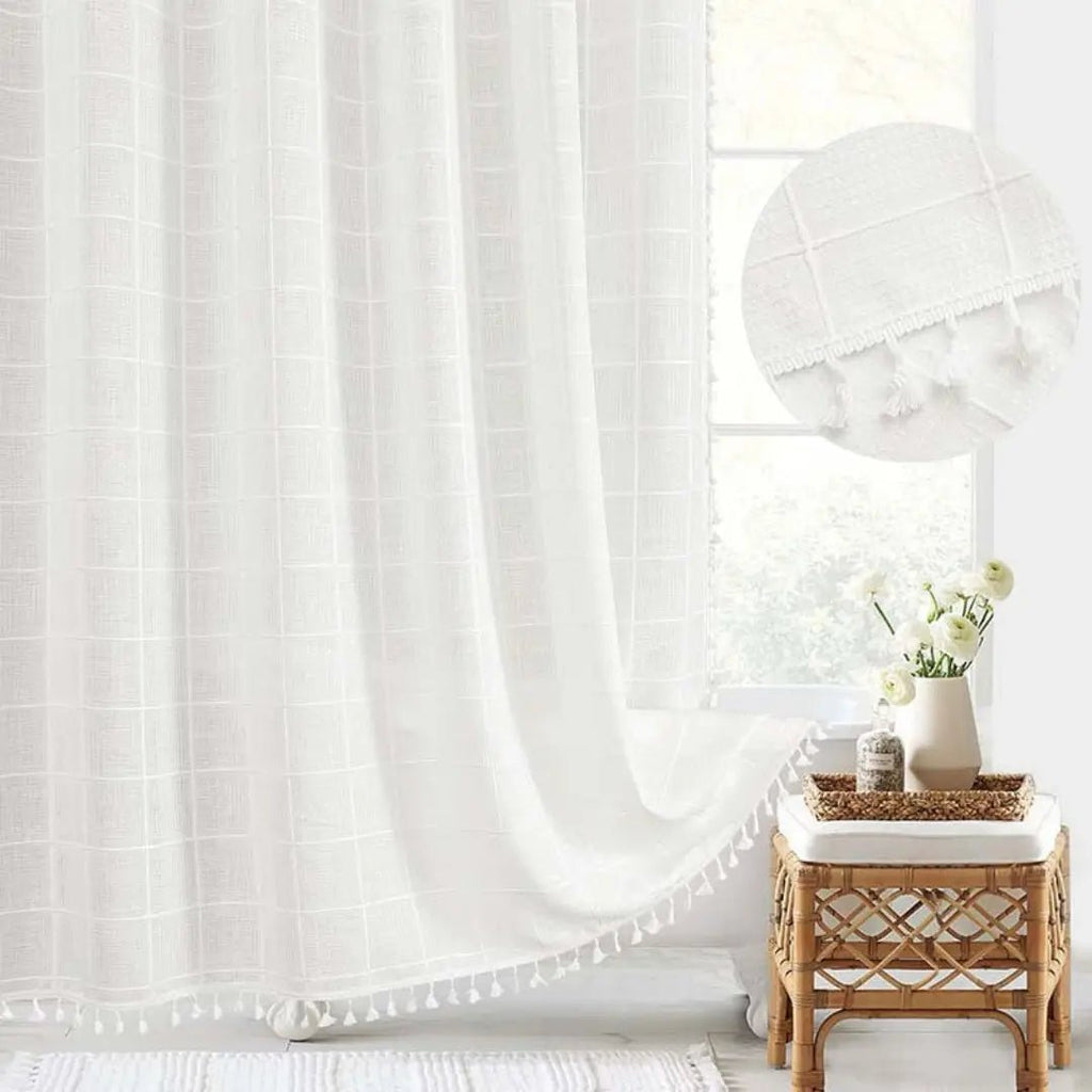 Linned Bruseforhæng Boho – Med Frynser & Jacquard Struktur