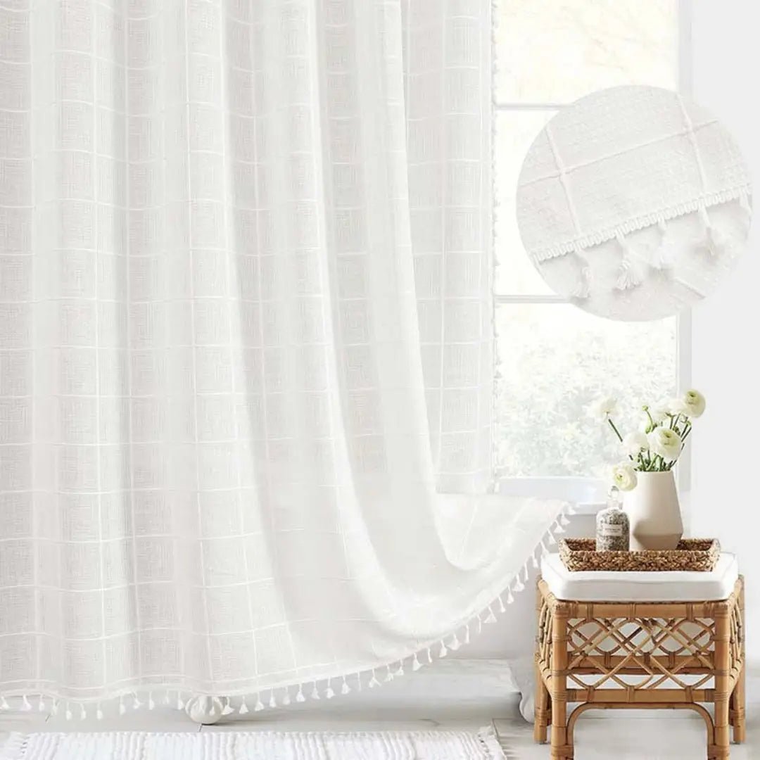 Linned Bruseforhæng Boho – Med Frynser & Jacquard Struktur